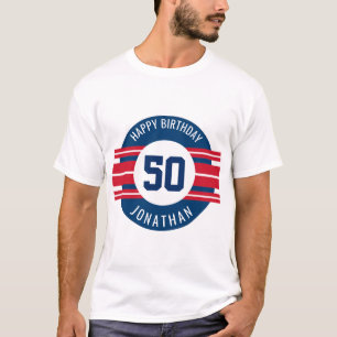 Happy Birthday Sports Jersey Stripes Name and Age T-Shirt