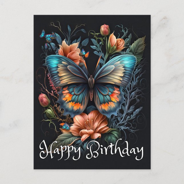 Happy Birthday Spring Beautiful Butterfly Collage Holiday Postcard (Front)