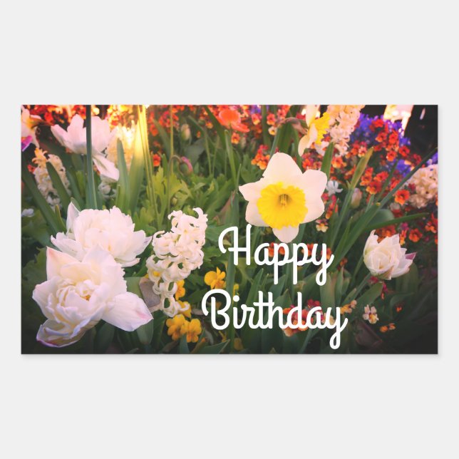 Happy Birthday Spring  Flowers #1-1 Stickers (Front)