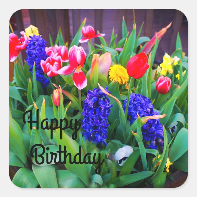 Happy Birthday Spring Flowers #3 Stickers (Front)