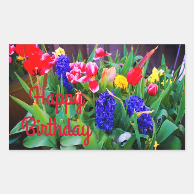 Happy Birthday Spring Flowers #3 Stickers (Front)