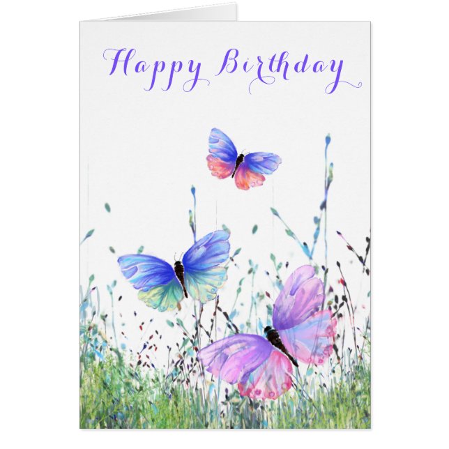 Happy Birthday - Spring Joy - Colourful Butterflie (Front)