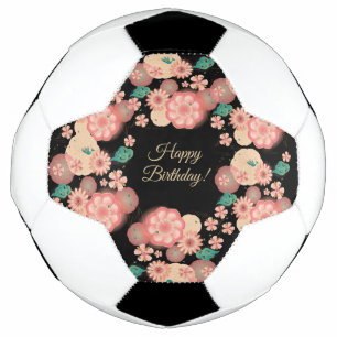 Happy Birthday - Spring Peach Flowers Garden Boho Football