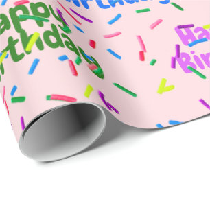 Happy Birthday Sprinkles On Pink Wrapping Paper