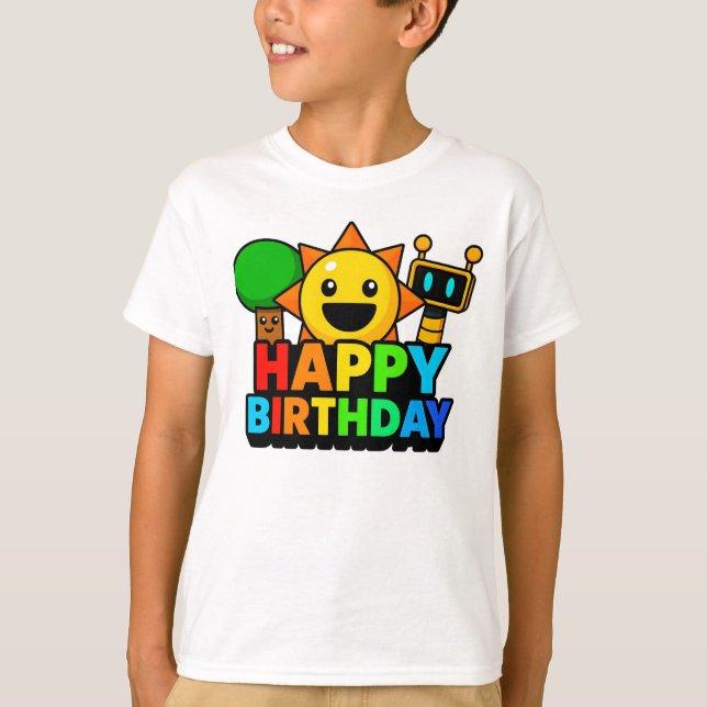Happy Birthday Sprunki - Tree Sun Funbot T-Shirt (Front)
