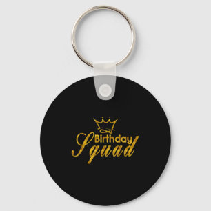 Happy birthday squad king crown party gold gift key ring