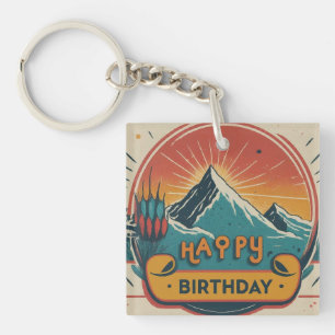 Happy Birthday Square Key Ring
