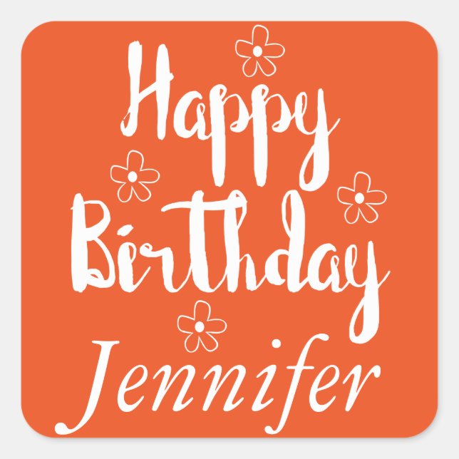 Happy Birthday Square Sticker (Front)