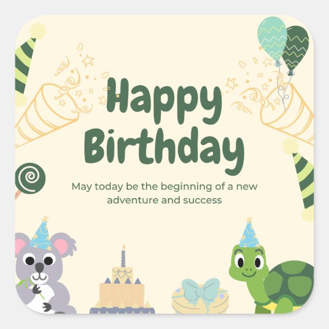 Happy Birthday 🎂🎉 Square Sticker (Front)