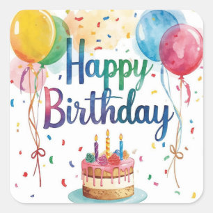 Happy Birthday Square Sticker