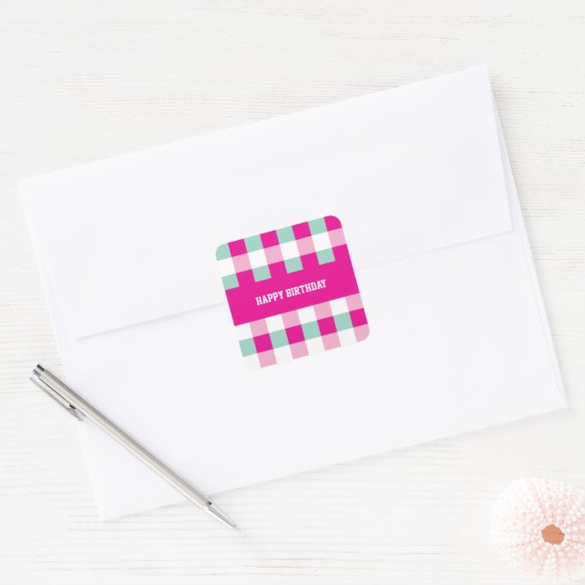 Happy Birthday Square Sticker (Envelope)