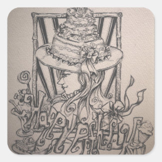 happy birthday square sticker