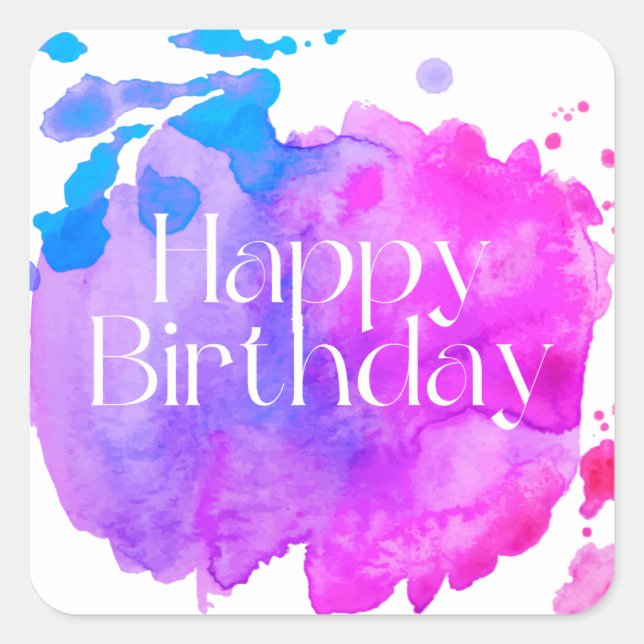 Happy Birthday Square Sticker (Front)