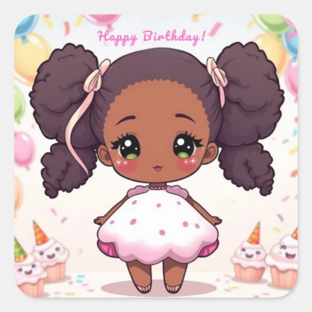 Happy Birthday  Square Sticker (Front)