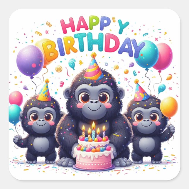 Happy Birthday Square Sticker (Front)