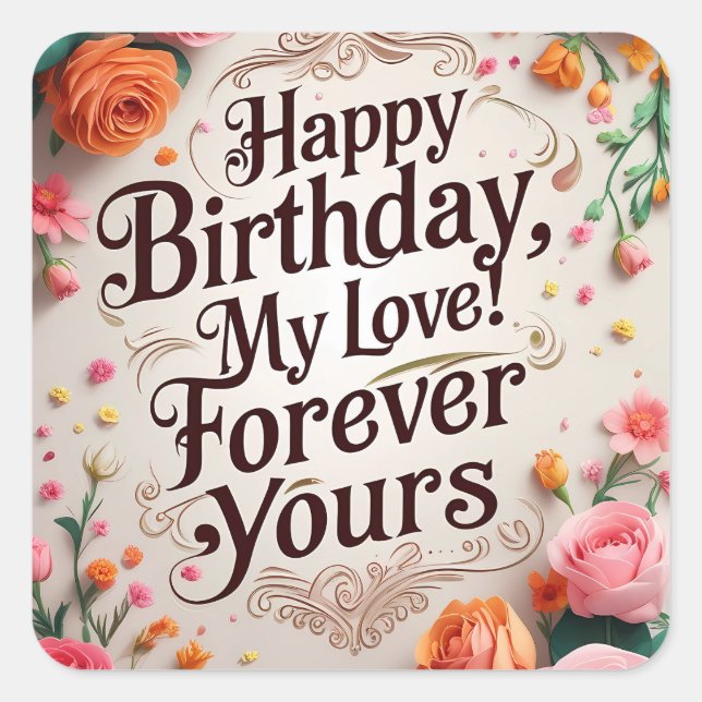 happy birthday square sticker (Front)