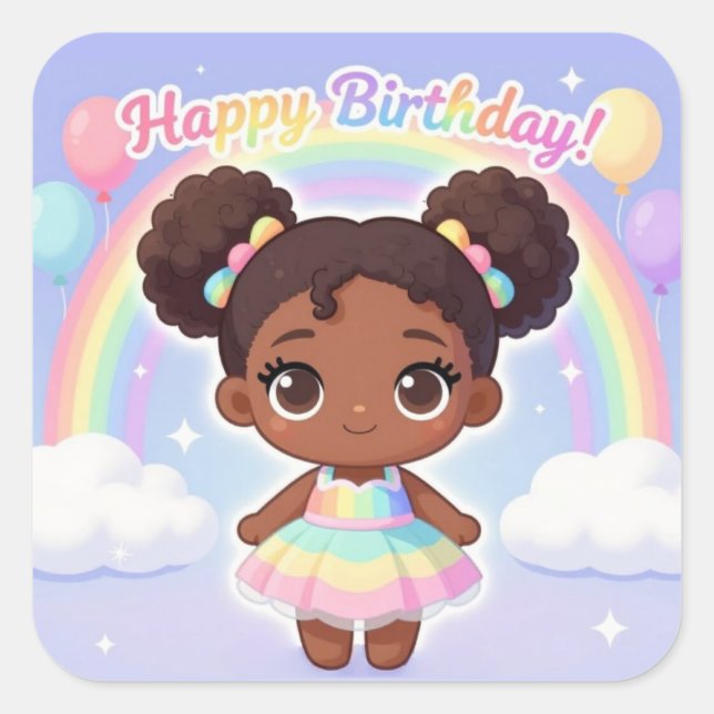 Happy Birthday Square Sticker (Front)