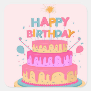 Happy Birthday Square Sticker