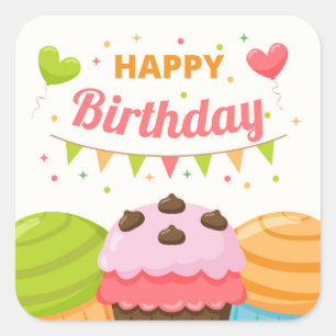 Happy Birthday Square Sticker