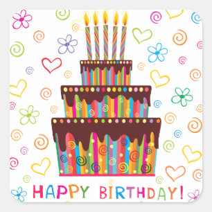 Happy Birthday Square Sticker