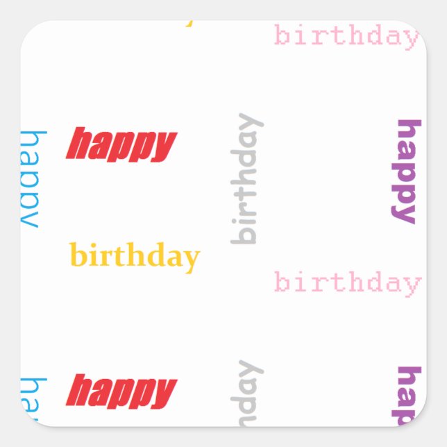 Happy birthday square sticker (Front)