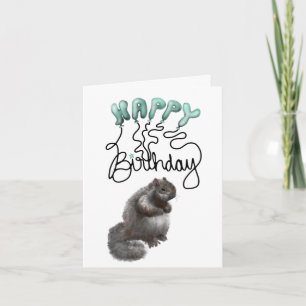 Happy Birthday Squirrel Balloons greeting card