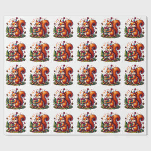 Happy Birthday Squirrel Cute Cartoon Wrapping Paper