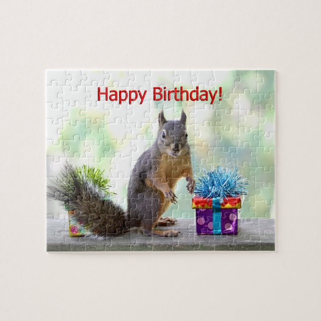 Happy Birthday Squirrel Jigsaw Puzzle (Horizontal)