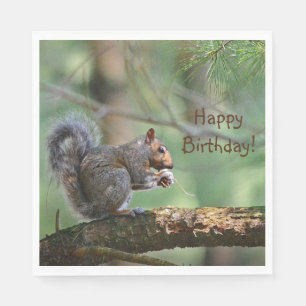 Happy Birthday Squirrel Napkin