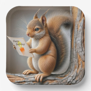 Happy Birthday Squirrel Paper Plate