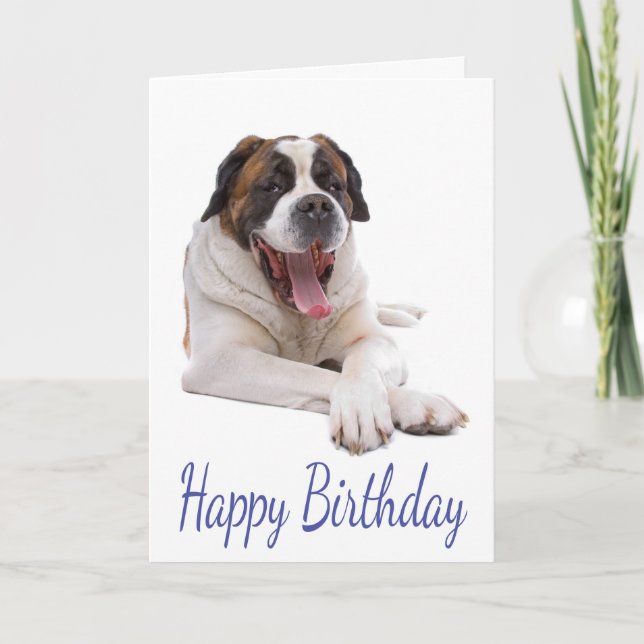 Happy Birthday St Bernard Puppy Dog Greeting Card (Front)