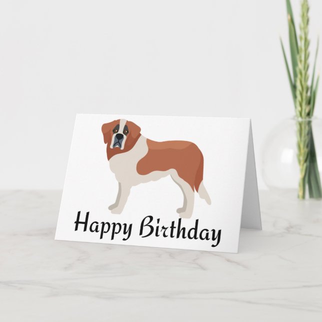 Happy Birthday St Bernard  Puppy Dog Saint Bernard Card (Front)