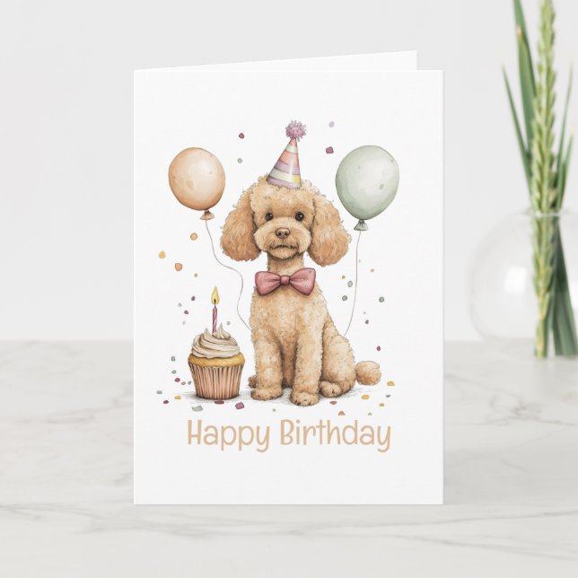 Happy Birthday Standard Poodle Dog Card (Front)