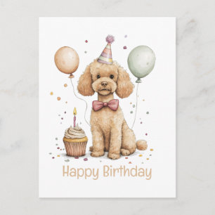 Happy Birthday Standard Poodle Dog Postcard