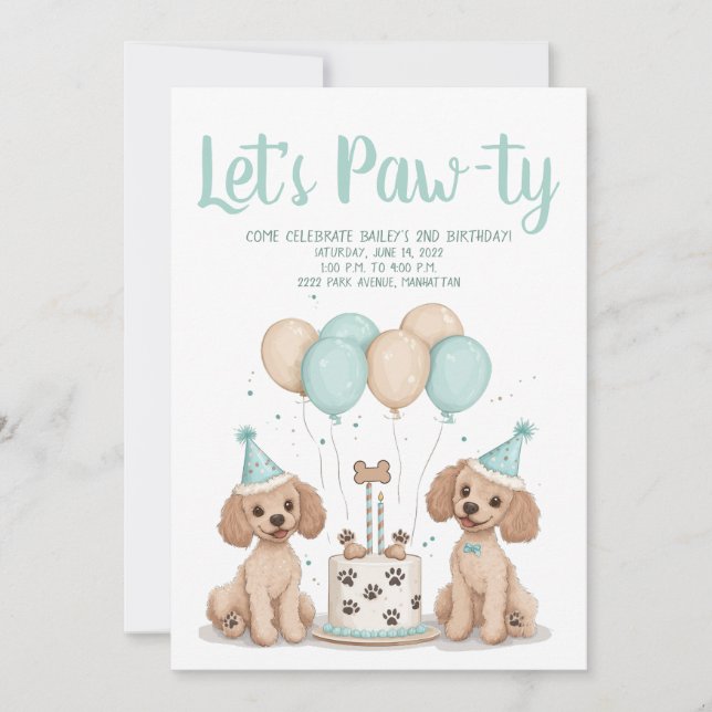 Happy Birthday Standard Poodle Dogs Invitation (Front)