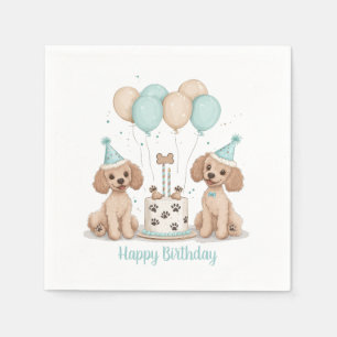 Happy Birthday Standard Poodle Dogs Napkin