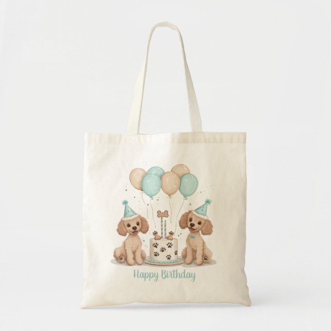 Happy Birthday Standard Poodle Dogs Tote Bag (Front)