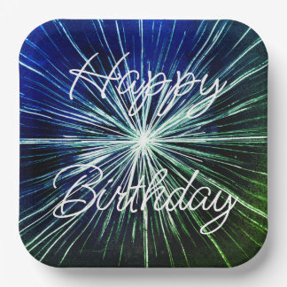 Happy Birthday Starburst Paper Plate