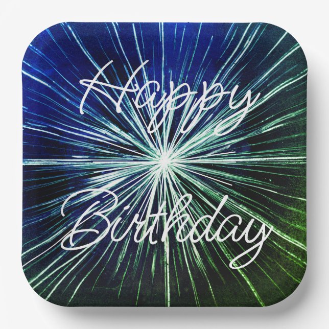 Happy Birthday Starburst Paper Plate (Front)