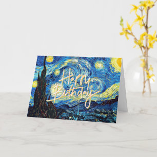 Happy Birthday, Starry Night fine art, Card