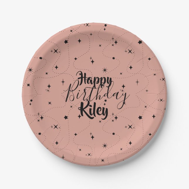 happy birthday stars paper plate (Front)