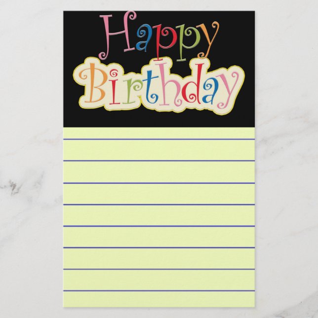 Happy Birthday Stationery (Front)