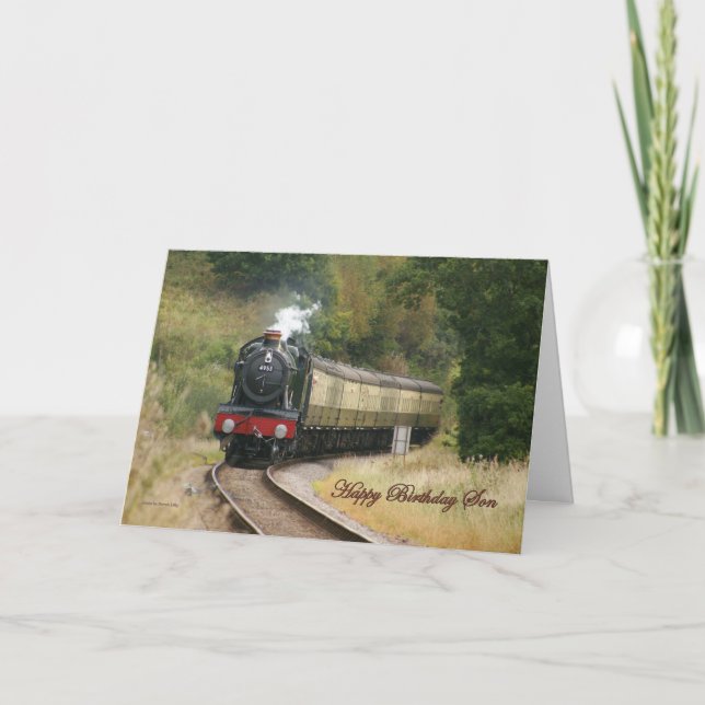 Happy Birthday Steam Locomotive for Son Card (Front)