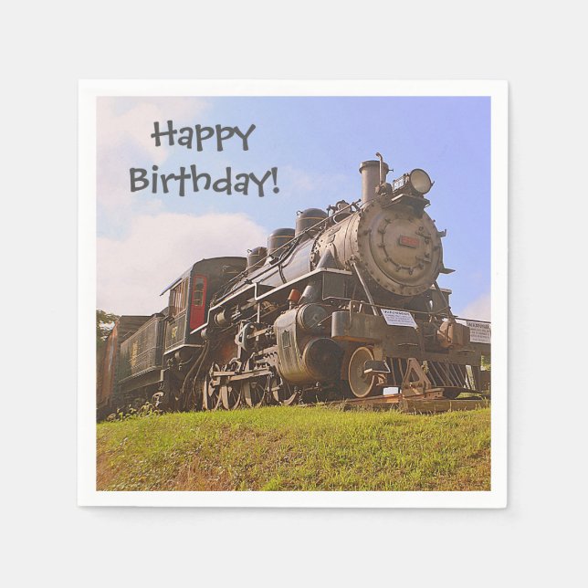 Happy Birthday Steam Train Napkin (Front)