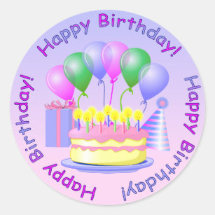 birthday cake stickers labels zazzle uk