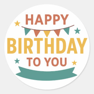 Happy Birthday Sticker – Colourful Custom Party Fa