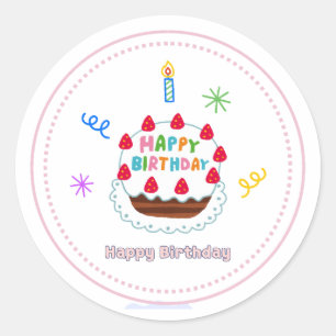 happy birthday sticker cute cake ballons party 