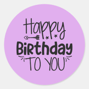 Happy Birthday Sticker on purple
