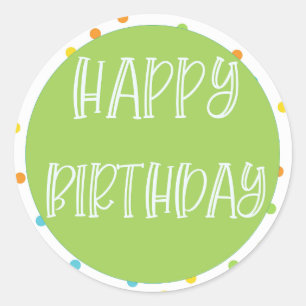 Happy Birthday Sticker Polkadots Bright Favour Tag