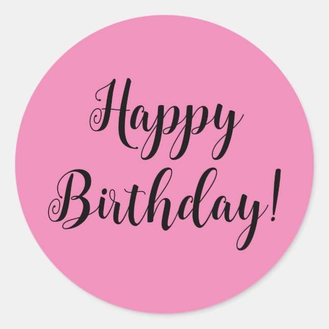 Happy Birthday Stickers Round (pink) (Front)